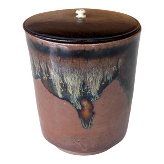 Rare Antique Japanese Ceramic Takatori Ware Hoso Mizusashi For Sale