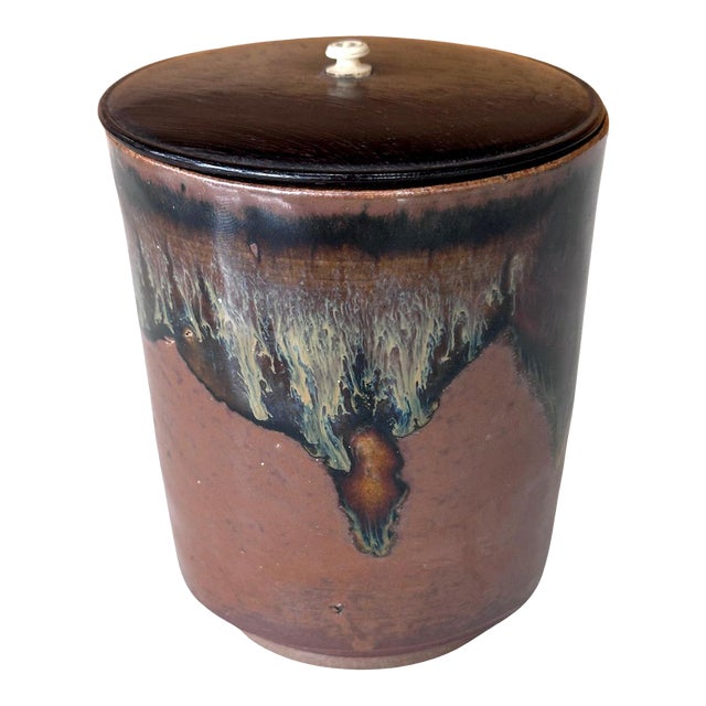 Rare Antique Japanese Ceramic Takatori Ware Hoso Mizusashi For Sale