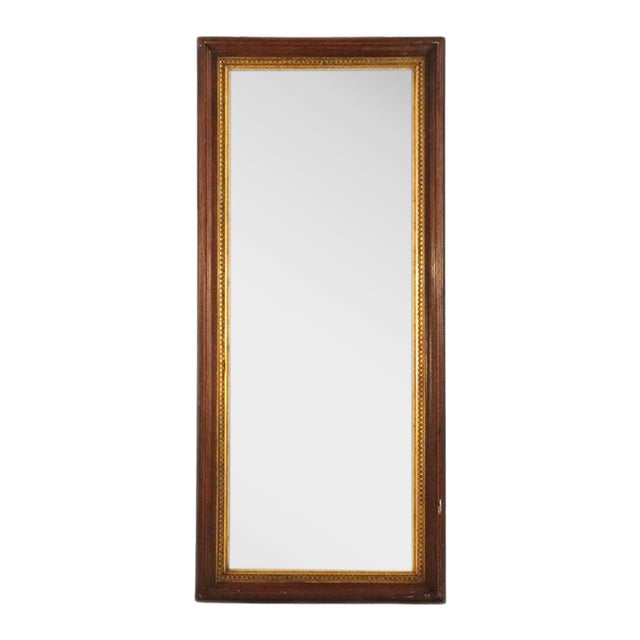 Oversized Antique Renaissance Revival Gilt Trimmed Walnut Mirror C1890 For Sale