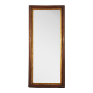 Oversized Antique Renaissance Revival Gilt Trimmed Walnut Mirror C1890
