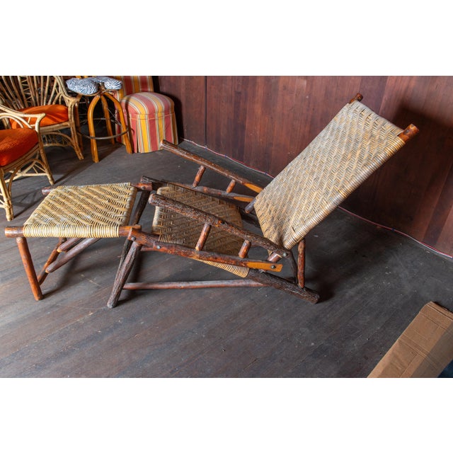 1940s Old Hickory Chaise Lounge in Hickory & Cane, Adirondack Style For Sale - Image 10 of 13
