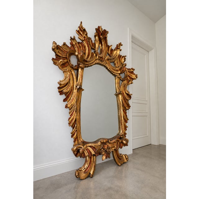 Monumental 19th Century Italian Giltwood Mirror For Sale - Image 4 of 7