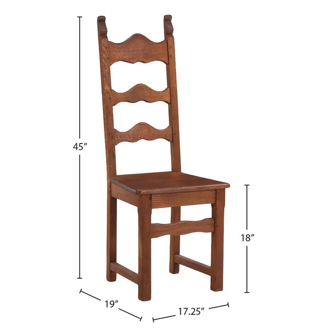 French Provincial 1940s French Provincial Oak Ladder-Back Dining Chairs - Set of Six For Sale - Image 3 of 6