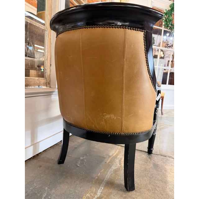 Late 19th Century Antique Regency Style Tufted Leather Armchair For Sale - Image 5 of 7