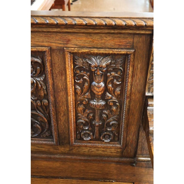 Late 19th Century English Victorian Oak Hall Seat Settee Bench For Sale - Image 4 of 18
