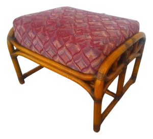 Late 20th Century Rare Ficks Reed Bamboo Boho Chic Ottoman