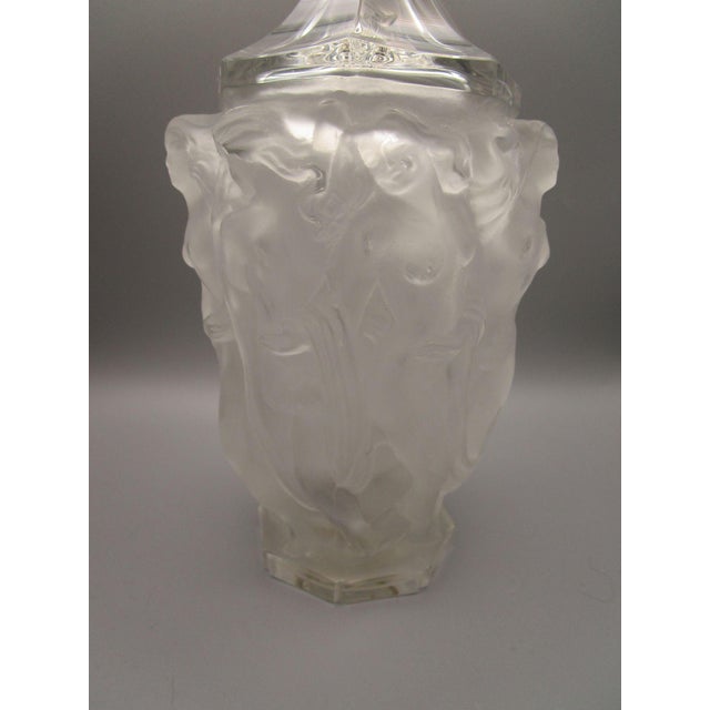 1920s Art Deco Bacchantes Nude Dancing Women Decanter With Original Faces Stopper No Chips For Sale - Image 4 of 14