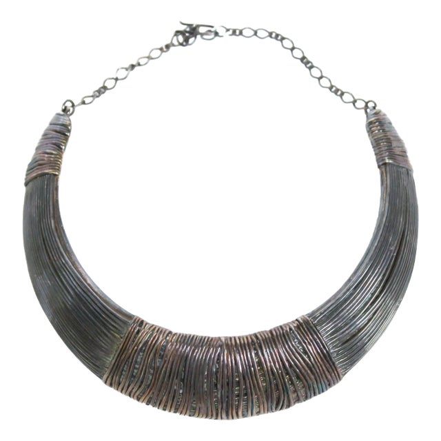 Sterling Silver-Wrapped Silver Choker Necklace For Sale