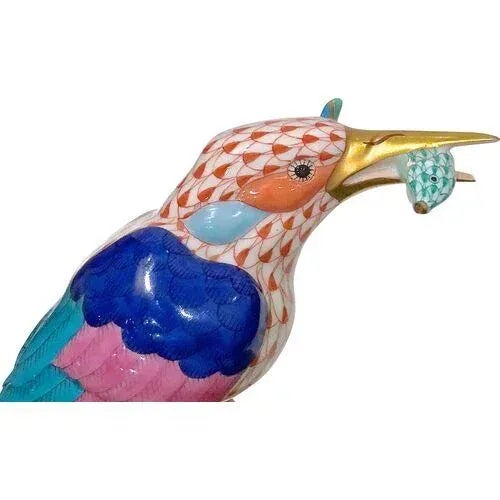 Late 20th Century Vintage Late 20th Century Herend Porcelain Bird & Fish Figurine For Sale - Image 5 of 8