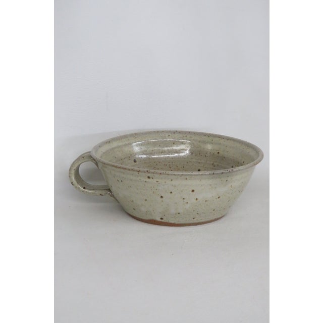 Pulick Mid Century Modern Stoneware Clay Bowl With Handle 4641b For Sale - Image 13 of 14