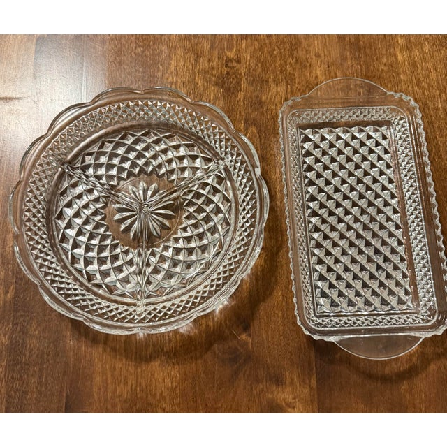 Mid 20th Century Anchor Hocking Wexford Divided Relish Dish and Tray For Sale - Image 9 of 10
