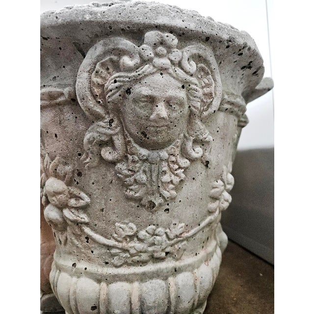 Gray French Neoclassical Style: Pair of Cast Stone Garden Planters For Sale - Image 8 of 13