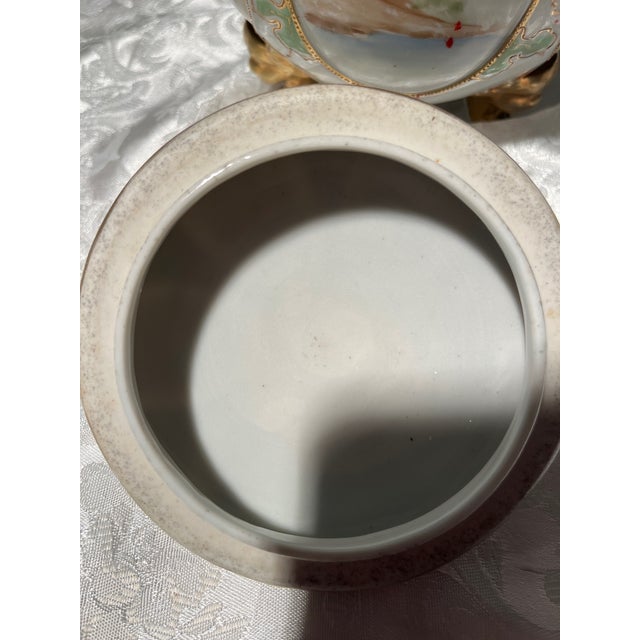 Satsuma Vintage Satsuma Style Moriage Tripod Ginger Jar With Gilt Accents For Sale - Image 4 of 9