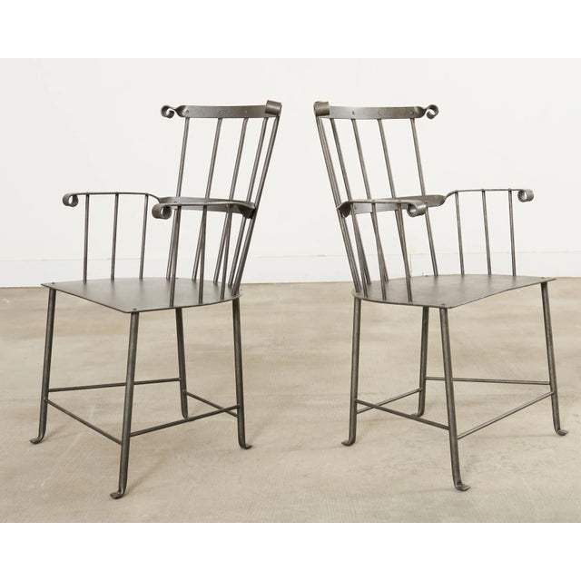 Gray Set of Six Iron Windsor Chairs by Munder Skiles For Sale - Image 8 of 18