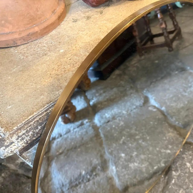 Mid-Century Modern Two 1980s Gio Ponti Style Mid-Century Modern Gilt Metal Round Wall Mirrors For Sale - Image 3 of 12