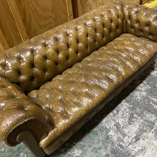Vintage Tufted Leather Chesterfield Sofa For Sale - Image 4 of 11