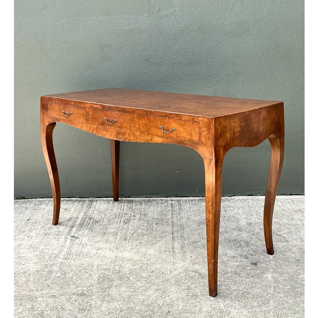 Wood Vintage Italian Burl Wood Writing Desk For Sale - Image 7 of 12