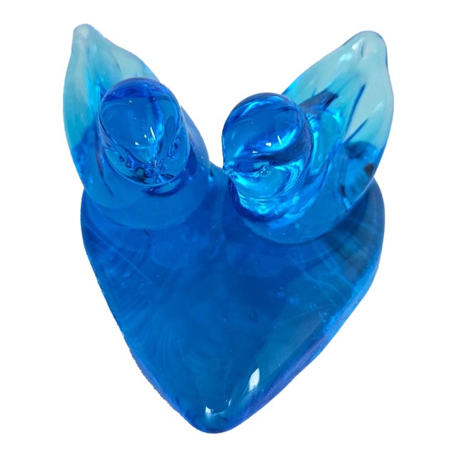 1990s Vintage Bluebird of Happiness Glass Art For Sale