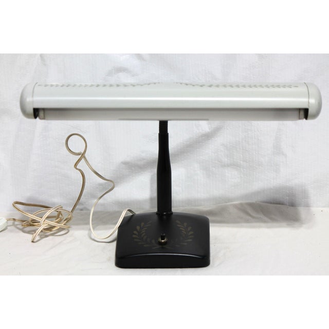 Vintage Toleware Metal Gooseneck Desk Lamp For Sale - Image 4 of 5