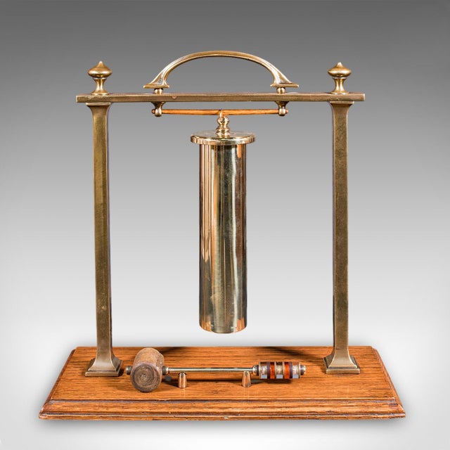 Traditional Antique Veranda Supper Bell, Brass, Oak, Afternoon Tea Gong, Edwardian, c.1910 For Sale - Image 3 of 12