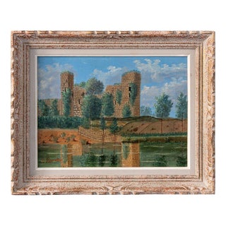 Amélie Parenteau, Ruined Landscape, Oil Painting on Canvas, Late 19th Century, Framed For Sale