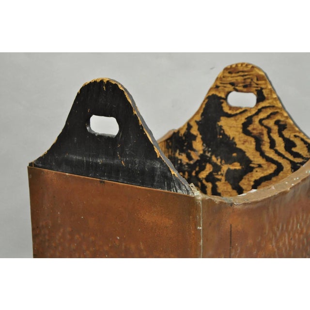 Antique French Country Primitive Copper & Wood Black Grain Painted Grain Bin For Sale - Image 10 of 18