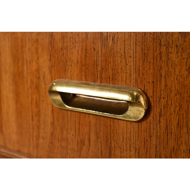 Wood Thomasville Mid-Century Modern Campaign Walnut Gentleman's Chest, Circa 1970s For Sale - Image 7 of 15