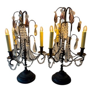 Early 20th Century French Girandole Candelabra Lamps - a Pair For Sale