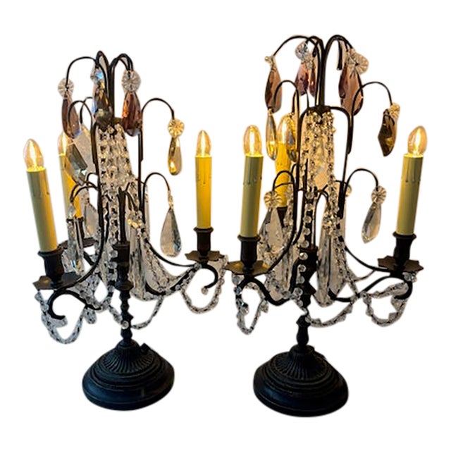 Early 20th Century French Girandole Candelabra Lamps - a Pair For Sale