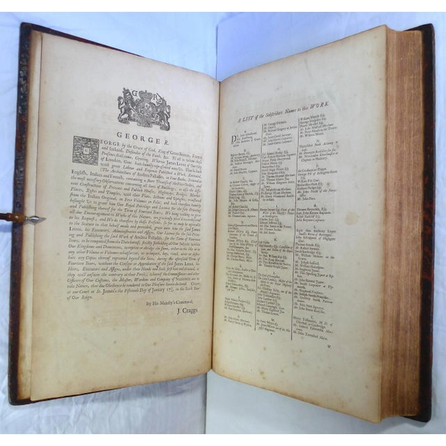 Animal Skin Early 18th Century Illustrated Folio, Andrea Palladio's the Architecture of A. Palladio - 1 Book For Sale - Image 7 of 12