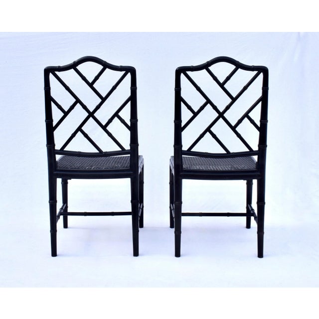 Black Vintage Chinese Chippendale Dining Chairs, Set of Eight, Lacquered For Sale - Image 8 of 16
