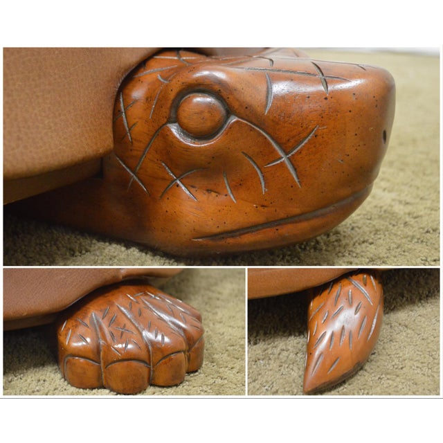 Vanguard Large Tufted Leather Turtle Ottoman Chairish