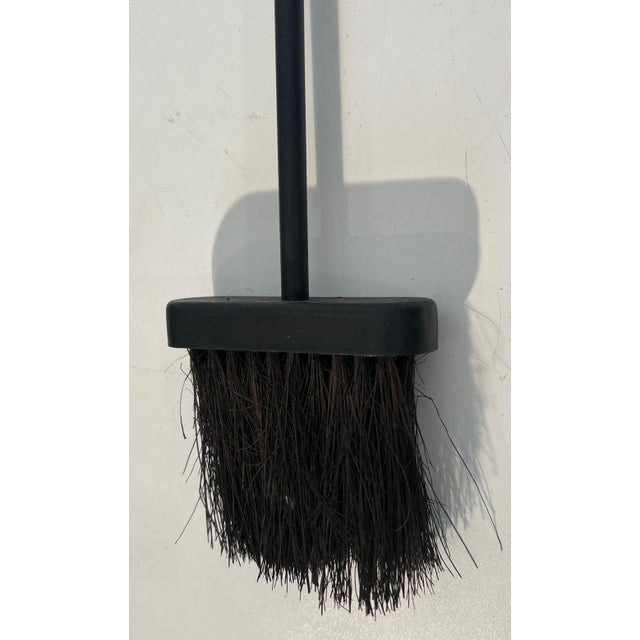 Mid-Century Modern Black Lacquered and Brass Design Fireplace Tools on Stand For Sale - Image 3 of 12