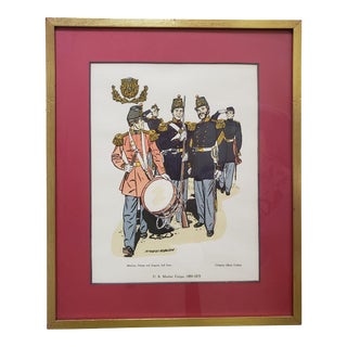 H. Charles McBarron Framed Us Military Art Print, Us Marine Corps, 1859-1875 For Sale