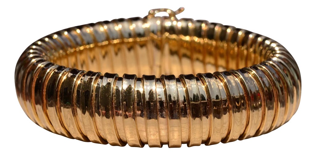 The Tubogas: Vintage Italian Made Tubogas Bracelet in Yellow Gold 