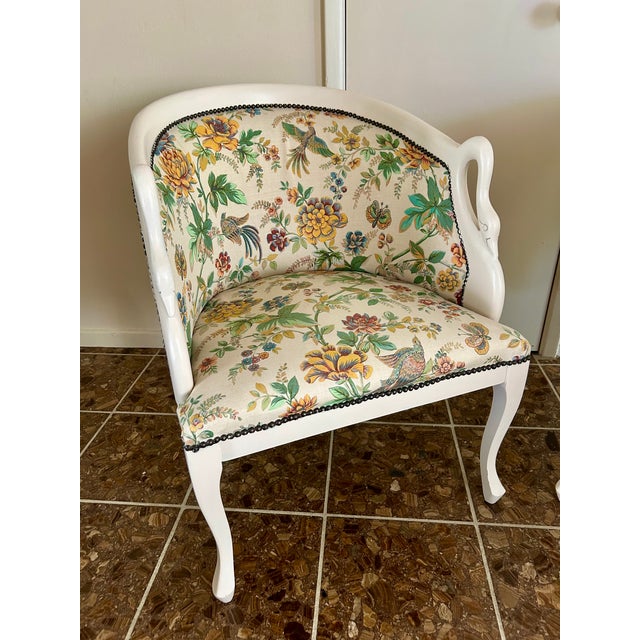 Vintage French Provincial Empire Swan Tub Chairs For Sale - Image 4 of 12