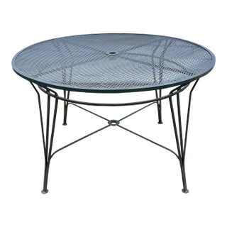 Atomic Radar Salterini Outdoor Wrought Iron Patio Dining Table, Attributed For Sale