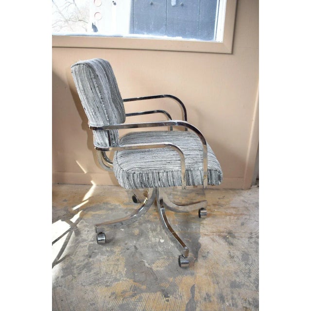 Mid 20th Century Mid Century Style Upholstered Chrome Swivel Arm Chair For Sale - Image 5 of 12