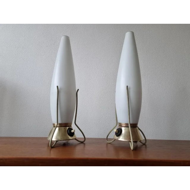 White Mid-Century Zukov Rocket Table Lamps, 1960s, Set of 2 For Sale - Image 8 of 15