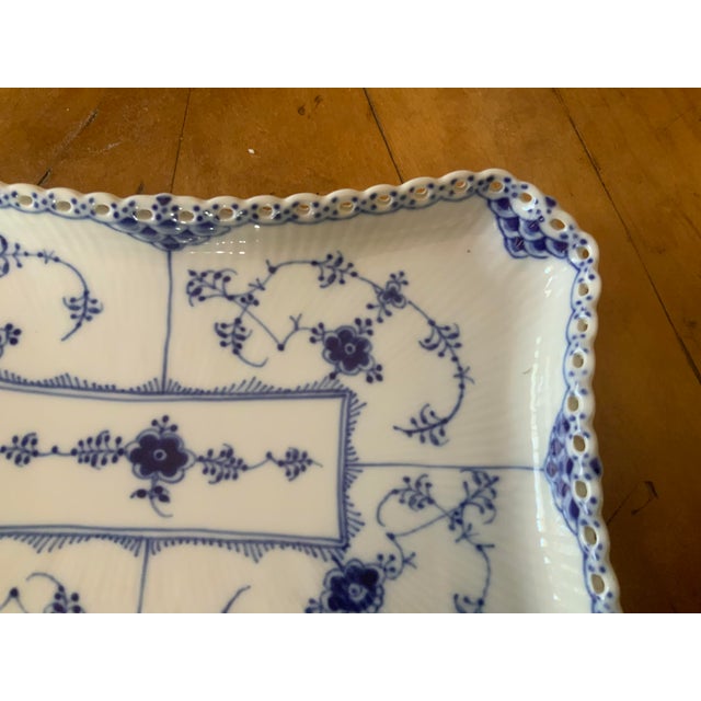 Royal Copenhagan 1960s Royal Copenhagen Blue Fluted Half Lace Tray/Dish For Sale - Image 4 of 9