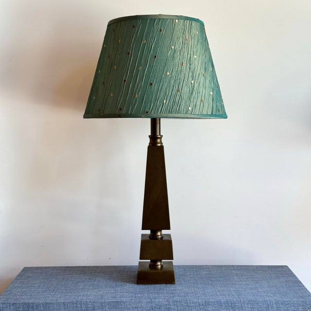 1950s Vintage Solid Bronze Architectural Table Lamp Base For Sale - Image 5 of 5