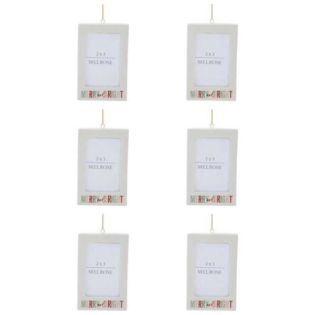 Contemporary Merry & Bright Photo Frame Ornament Set of 6  3"L x 4.25"H For Sale - Image 3 of 3
