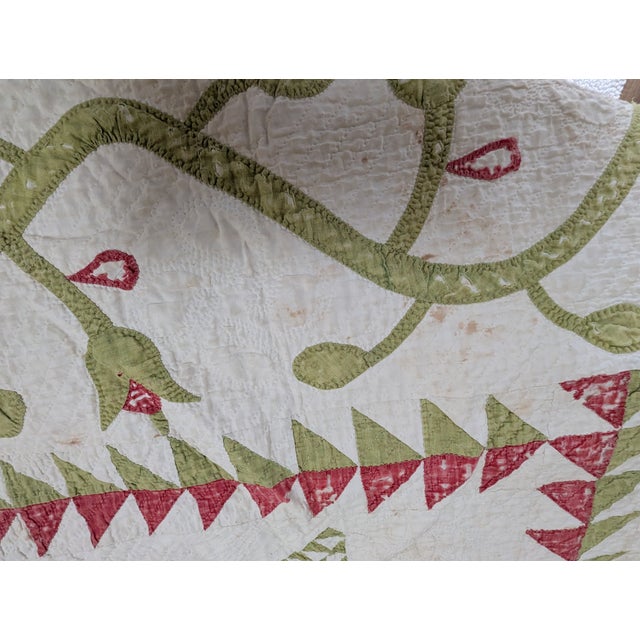 Antique Quilt With Signed/Stitched Dated 1851 ‘Ohio Star’ or ‘Sawtooth Star’ Pattern Priceless For Sale - Image 16 of 18