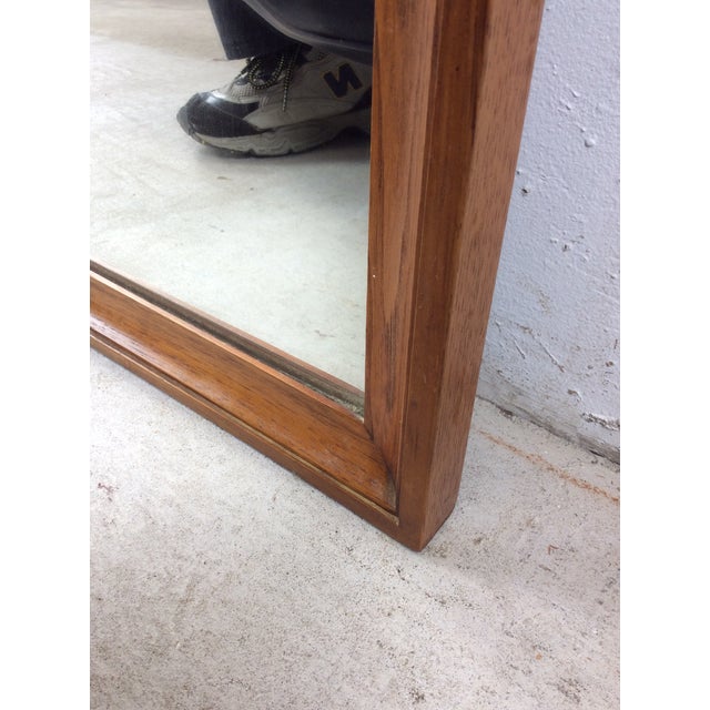 Mid Century Modern Long Rectangular Wall Mirror With Unique Carved Detail at Top of Frame For Sale - Image 11 of 16