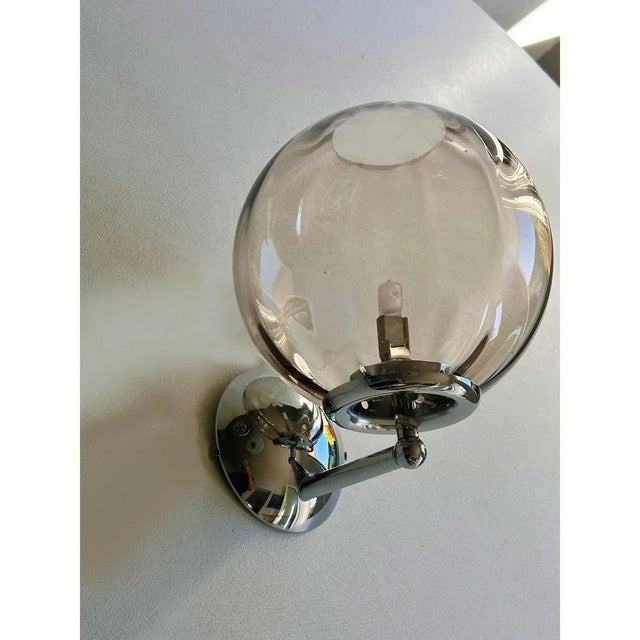 Italian Smoked Fumè Murano Glass Sphere Sconces by Simoeng, Set of 2 For Sale - Image 4 of 8