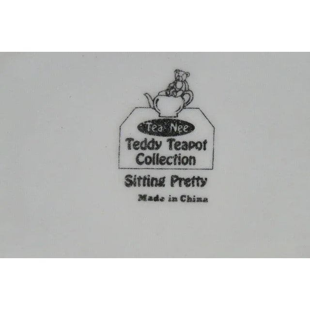 White Tea Nee Sitting Pretty Teddy Bear Collection Vintage Teapot For Sale - Image 8 of 11