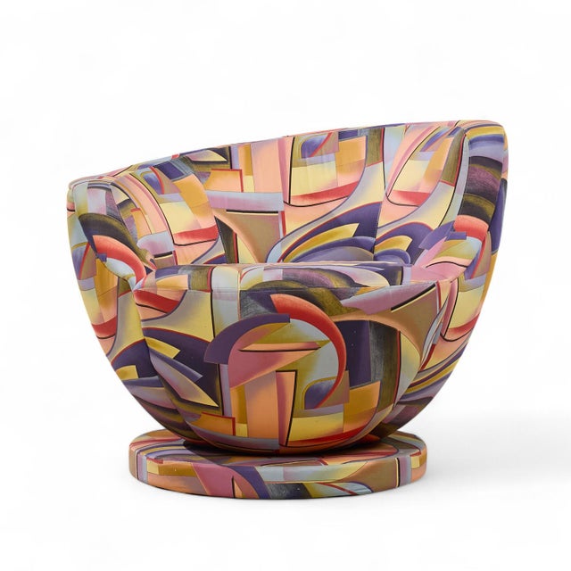 Textile Vladimir Kagan for Directional Mid Century Corkscrew Swivel Chairs - Pair For Sale - Image 7 of 13