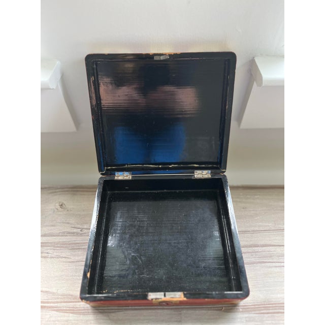 Antique Asian Lacquered Red & Gold Keepsake Box For Sale - Image 12 of 12