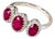 Late 20th Century 14K White Gold Diamond Ruby 3 Stone Band Ring, Size 6.75 For Sale