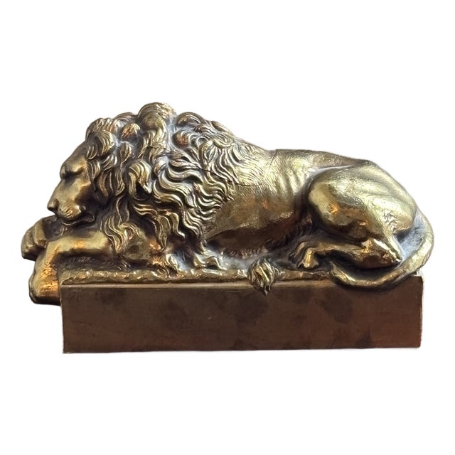 Neoclassical Lion in Repose Sculpture After Antonio Canova For Sale